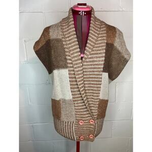 sweater vest geometric neutrals tan brown